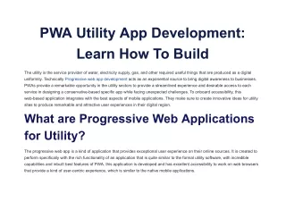 PWA Utility App Development_ Learn How To Build