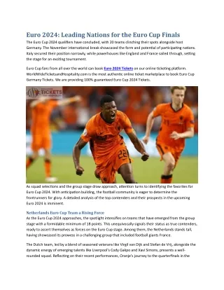 Euro 2024 Leading Nations for the Euro Cup Finals