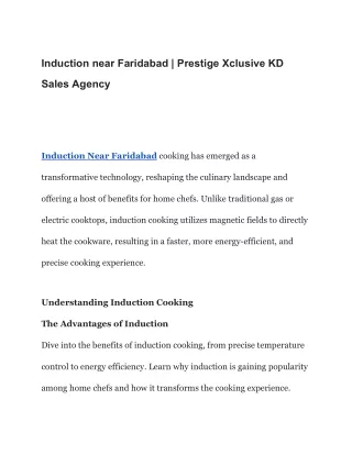 Induction Near Faridabad | Prestige Xclusive KD Sales Agency