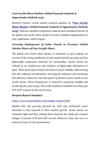 Cast Acrylic Sheet Market: Global Demand Analysis & Opportunity Outlook 2035