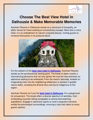Best view hotel in Dalhousie