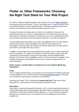 Flutter vs. Other Frameworks Choosing the Right Tech Stack for Your Web Project