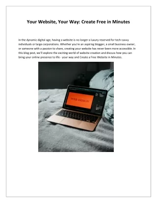 Your Website, Your Way Create Free in Minutes