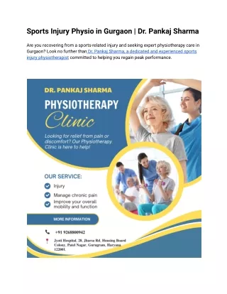 Sports Injury Physio in Gurgaon  Dr. Pankaj Sharma