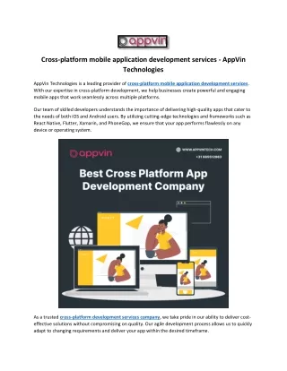 Cross-platform mobile application development services - AppVin Technologies