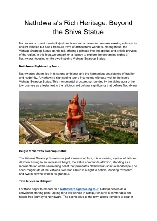 Nathdwara's Rich Heritage_ Beyond the Shiva Statue