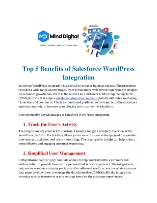 Top 5 Benefits of Salesforce WordPress Integration