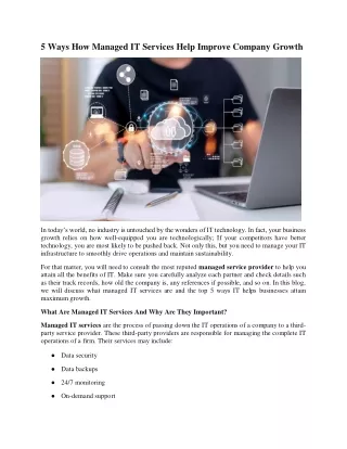 5 Ways How Managed IT services help improve company growth