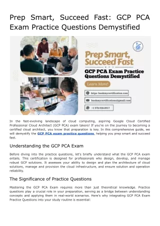 Prep Smart, Succeed Fast_ GCP PCA Exam Practice Questions Demystified