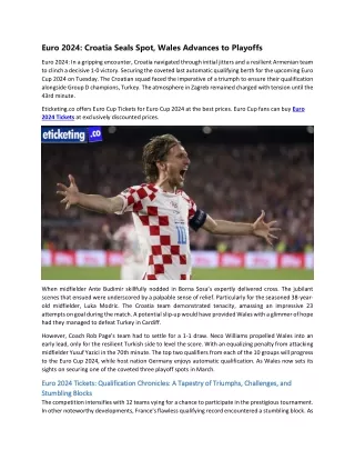 Euro 2024 Croatia Seals Spot, Wales Advances to Playoffs