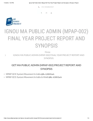 Ignou Ma Public Admin Mpap 002 Final Year Project Report And Synopsis