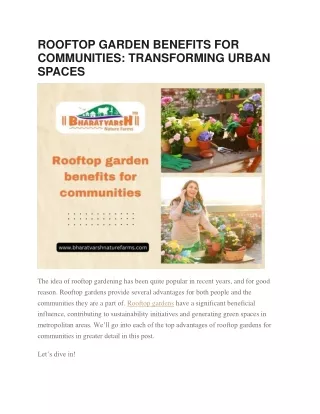 ROOFTOP GARDEN BENEFITS FOR COMMUNITIES: TRANSFORMING URBAN SPACES