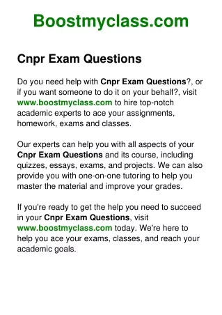 Cnpr Exam Questions