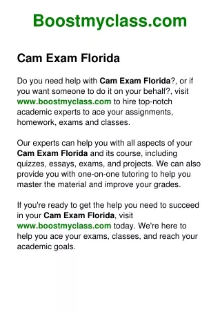 Cam Exam Florida