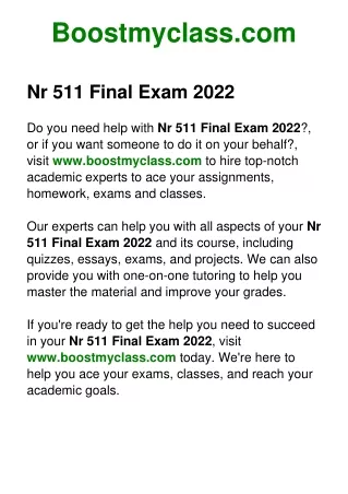 Nr 511 Final Exam 2022