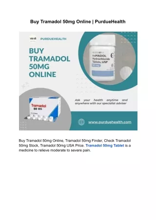 Buy Tramadol 50mg Tablet Online From PurdueHealth