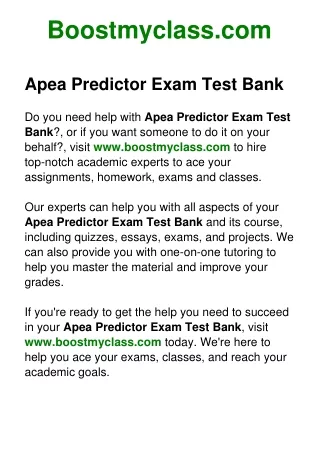 Apea Predictor Exam Test Bank