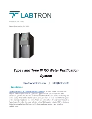 Type I and Type III RO Water Purification System