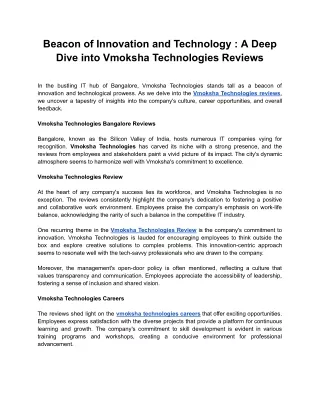 Beacon of Innovation and Technology _ A Deep Dive into Vmoksha Technologies Reviews