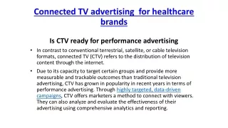 Connected TV advertising  for healthcare brands