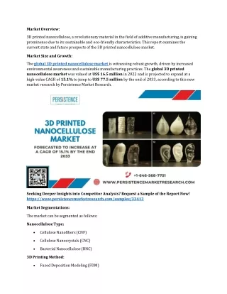 3D Printed Nanocellulose Market is set to rise at Higher CAGR Growth