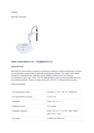 Benchtop ION meter