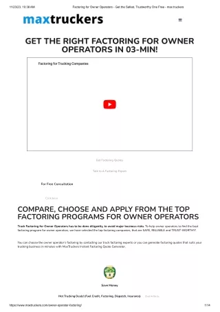 Factoring for Owner Operators - Get the Safest, Trustworthy One Free - max truckers