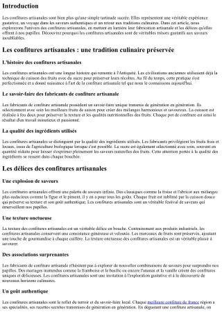 Les confitures artisanales, des trésors gustatifs aux saveurs inoubliables