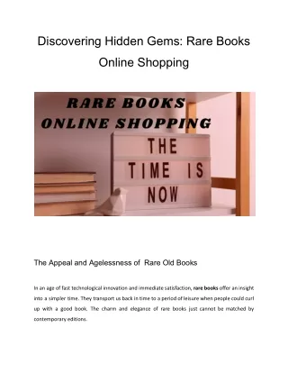 Discovering Hidden Gems: Rare Books Online Shopping