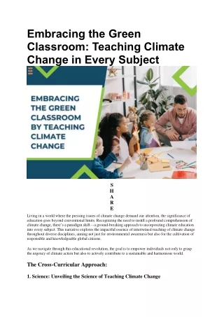 Benefits of Teaching Climate Change in Every Subject | Future Education Magazine