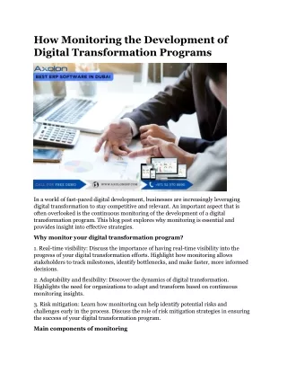 How Monitoring the Development of Digital Transformation Programs