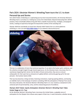 Paris 2024 Ukrainian Women’s Wrestling Team tours the U.S. to share Personal tips and Stories