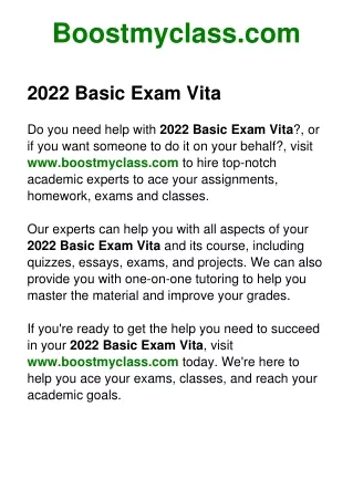 2022 Basic Exam Vita