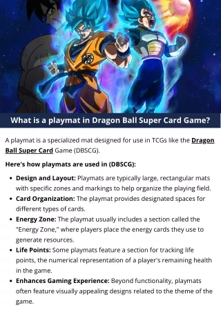 What is a playmat in Dragon Ball Super Card Game?