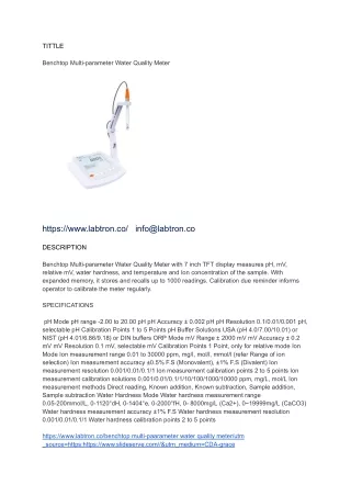 Benchtop multi-parameter water quality meter