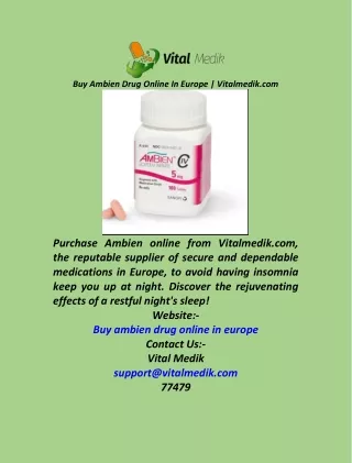 Buy Ambien Drug Online In Europe  Vitalmedik.com