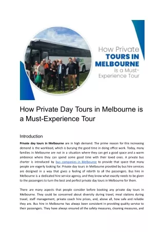 Private Day Tours in Melbourne Offer Unmissable Experiences