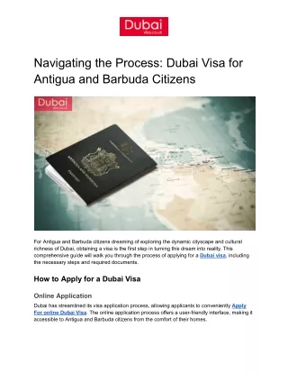 Navigating the Process: Dubai Visa for Antigua and Barbuda Citizens