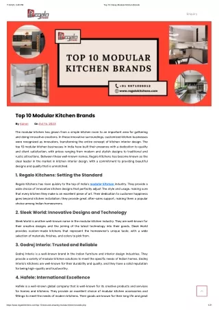 Top 10 Classy Modular Kitchen Brands