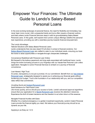 Salary-Based Personal Loan