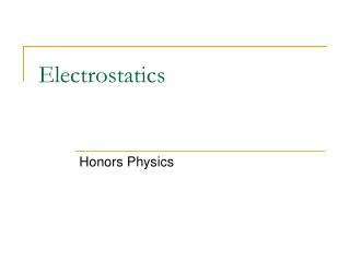 Electrostatics