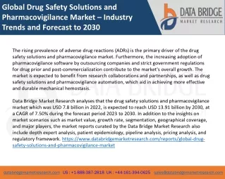 Global Drug Safety Solutions and Pharmacovigilance Market – Industry Trends and Forecast to 2030