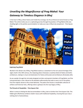 Unveiling the Magnificence of Prag Mahal