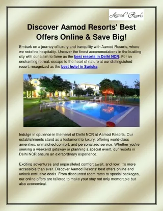 Best resorts in Delhi NCR