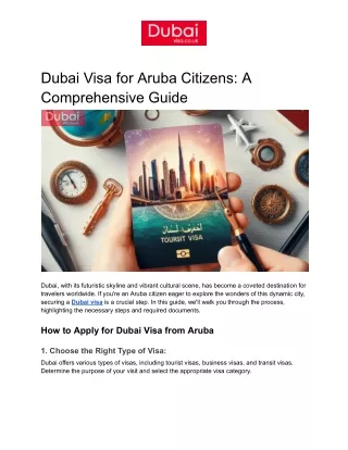 Dubai Visa for Aruba Citizens: A Comprehensive Guide