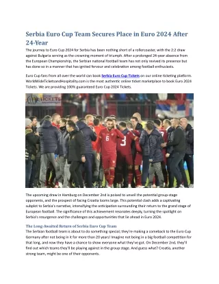 Serbia Euro Cup Team Secures Place in Euro 2024 After 24-Year