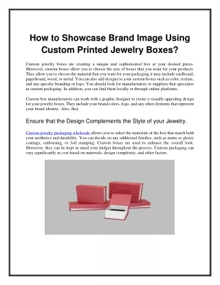 How to Showcase Brand Image Using Custom Printed Jewelry Boxes