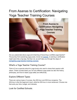 From Asanas to Certification_ Navigating Yoga Teacher Training Courses