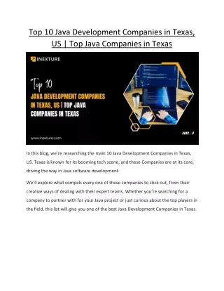Top 10 Java Development Companies in Texas, US | Top Java Companies in Texas