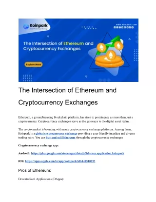 The Intersection of Ethereum and Cryptocurrency Exchanges